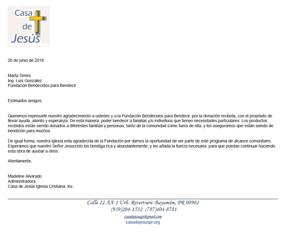 Carta Agradecimiento de Casa de Jesus 201806